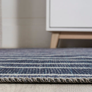 Rand Distressed Ticking Stripe Machine-washable Area Rug
