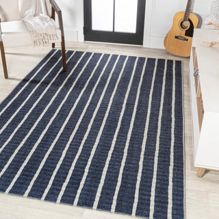 Rand Distressed Ticking Stripe Machine-washable Area Rug