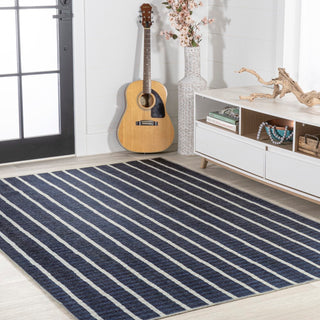 Rand Distressed Ticking Stripe Machine-washable Area Rug