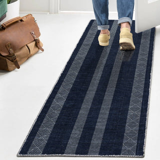 Nautisk Trellis Stripe Machine-washable Area Rug