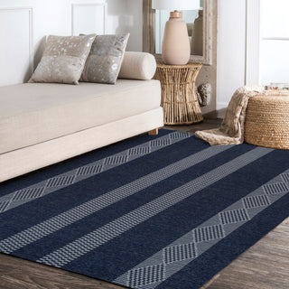 Nautisk Trellis Stripe Machine-washable Area Rug