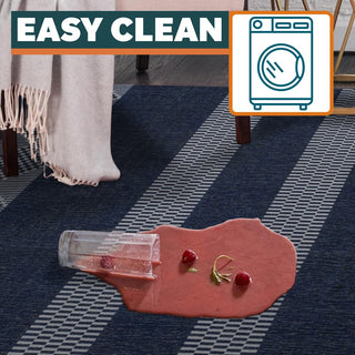 Nautisk Trellis Stripe Machine-washable Area Rug