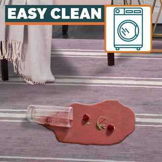 Bande Distressed Ticking Stripe Machine-washable Area Rug