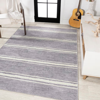 Bande Distressed Ticking Stripe Machine-washable Area Rug