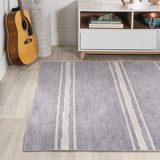 Bande Distressed Ticking Stripe Machine-washable Area Rug