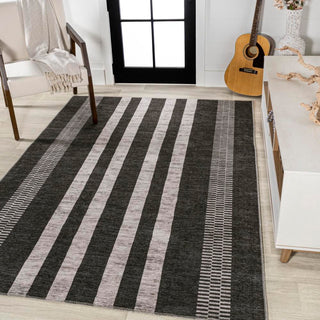 Vichy Geometric Striped Machine-washable Area Rug - JONATHAN Y