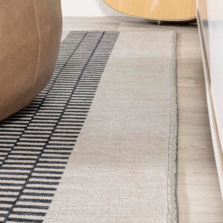 Vichy Geometric Striped Machine-washable Area Rug - JONATHAN Y