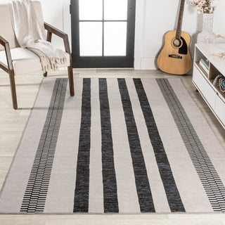 Vichy Geometric Striped Machine-washable Area Rug - JONATHAN Y