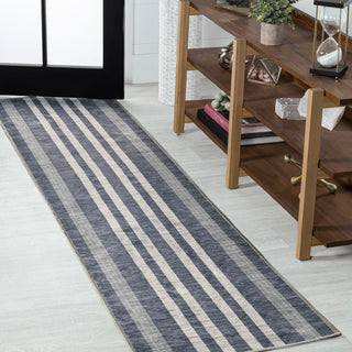 Vichy Geometric Striped Machine-washable Area Rug