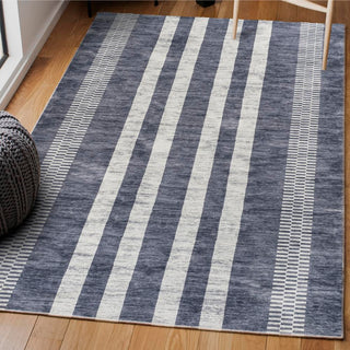 Vichy Geometric Striped Machine-washable Area Rug