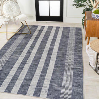 Vichy Geometric Striped Machine-washable Area Rug