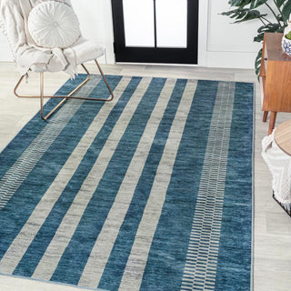 Vichy Geometric Striped Machine-washable Area Rug