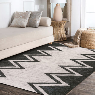 Siksak Modern Chevron Border Area Rug