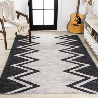 Siksak Modern Chevron Border Area Rug