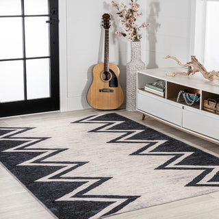 Siksak Modern Chevron Border Area Rug