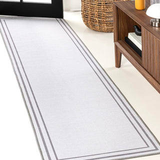 Sloane Classic 2-stripe Border Washable Area Rug - JONATHAN Y