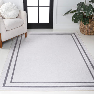Sloane Classic 2-stripe Border Washable Area Rug - JONATHAN Y