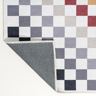 Ainsley Modern Cottage Checkerboard Washable Area Rug