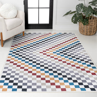 Ainsley Modern Cottage Checkerboard Washable Area Rug