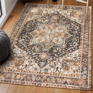 Chapell Chenille Mid-century Medallion Machine-washable Area Rug - JONATHAN Y