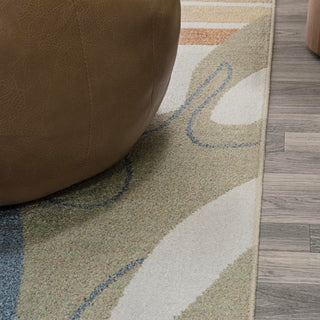 Algae Abstract Glam Botanical Machine-washable Area Rug - JONATHAN Y