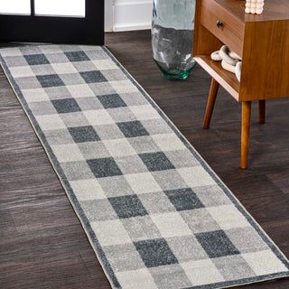Gingham Gradient Plaid Cottage Machine-washable Area Rug
