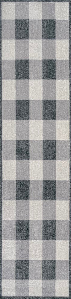 Gingham Gradient Plaid Cottage Machine-washable Area Rug