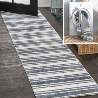 Fawning Two-tone Striped Classic Low-pile Machine-washable Area Rug