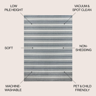 Fawning Two-tone Striped Classic Low-pile Machine-washable Area Rug