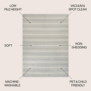 Fawning Two-tone Striped Classic Low-pile Machine-washable Area Rug