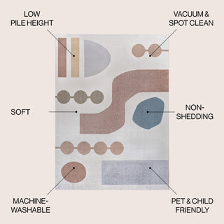 Riley Abstract Coastal Kids & Novelty Machine-washable Area Rug