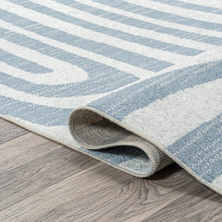 Maze Abstract Two-Tone Low-Pile Machine-Washable Area Rug - JONATHAN Y