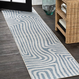 Maze Abstract Two-Tone Low-Pile Machine-Washable Area Rug - JONATHAN Y