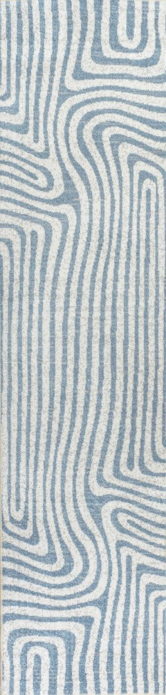 Maze Abstract Two-Tone Low-Pile Machine-Washable Area Rug - JONATHAN Y