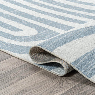 Maze Abstract Two-Tone Low-Pile Machine-Washable Area Rug - JONATHAN Y