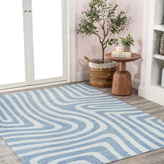 Maze Abstract Two-Tone Low-Pile Machine-Washable Area Rug - JONATHAN Y