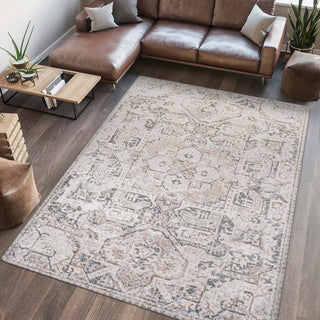 Edith Distressed Medallion Low-Pile Machine-Washable Area Rug - JONATHAN Y