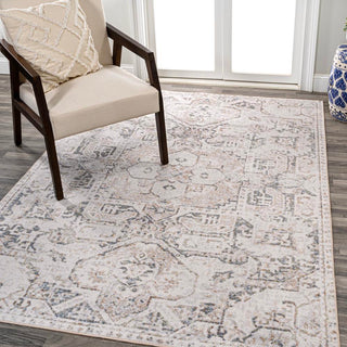 Edith Distressed Medallion Low-Pile Machine-Washable Area Rug - JONATHAN Y