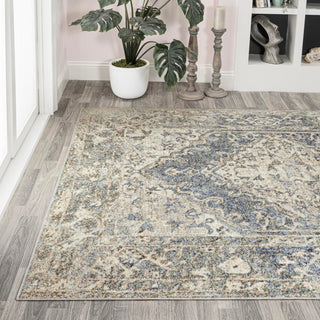 Pavel Distressed Medallion Low-Pile Machine-Washable Area Rug - JONATHAN Y