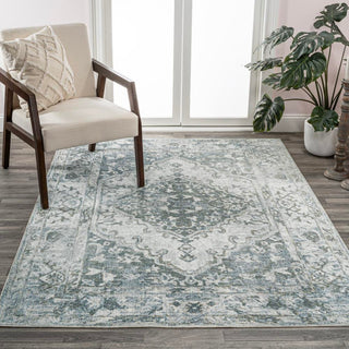 Pavel Distressed Medallion Low-Pile Machine-Washable Area Rug - JONATHAN Y
