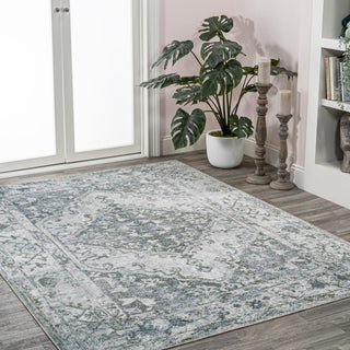 Pavel Distressed Medallion Low-Pile Machine-Washable Area Rug - JONATHAN Y