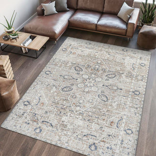 Shaii Global Medallion Low-Pile Machine-Washable Area Rug - JONATHAN Y