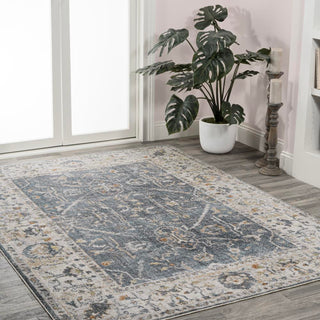 Brandy Rustic Border Low-Pile Machine-Washable Area Rug - JONATHAN Y