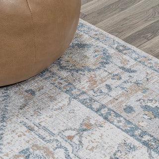 Brandy Rustic Border Low-Pile Machine-Washable Area Rug - JONATHAN Y