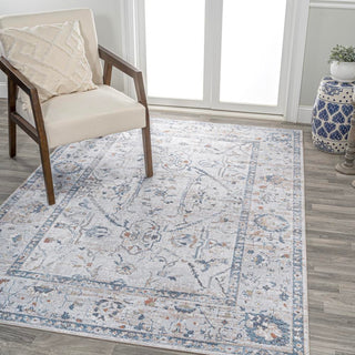 Brandy Rustic Border Low-Pile Machine-Washable Area Rug - JONATHAN Y