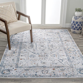 Brandy Rustic Border Low-Pile Machine-Washable Area Rug - JONATHAN Y
