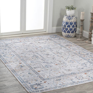 Brandy Rustic Border Low-Pile Machine-Washable Area Rug - JONATHAN Y