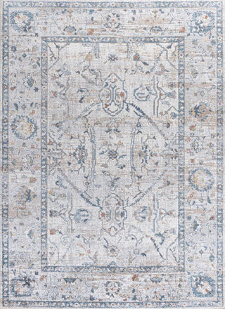 Brandy Rustic Border Low-Pile Machine-Washable Area Rug - JONATHAN Y