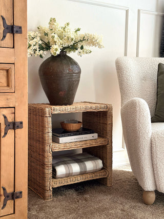 Martin Coastal Bohemian Rattan/Wood 3 Tier End Table - JONATHAN Y