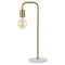 Axel 20.5" Minimalist Glam Gold Pipe Metal/Marble LED Table Lamp